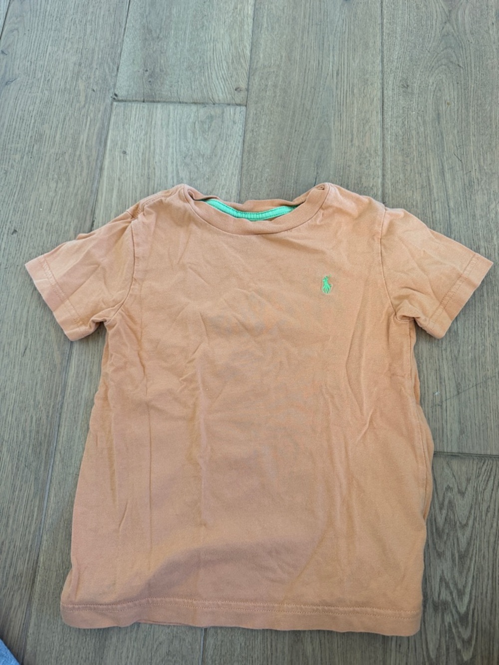 Ralph Lauren Kids Peach Tee with Mint Pony Embroidery